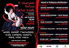 Plakat z programem 10 Olsztyńskiego Festiwalu Sztuk Walki